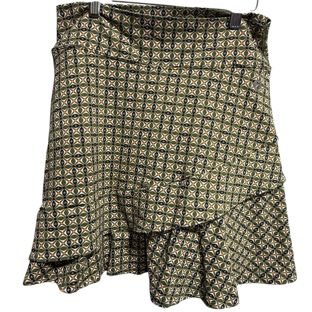 Dona Jo Glide Skort Ruffle Geometric Sz 2 Large Tennis Pickle Ball Golf UPF